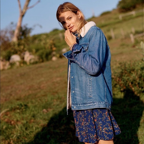 Madewell oversized jean jacket sherpa Clearance